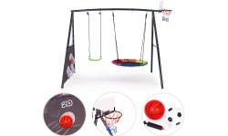 Bērnu rotaļu laukums dārza šūpoles 4in1 basketbola grozs stārķa ligzda ECOTOYS