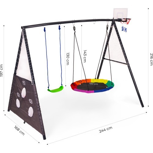 Bērnu rotaļu laukums dārza šūpoles 4in1 basketbola grozs stārķa ligzda ECOTOYS