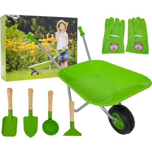 Little Gardener's Set with a Wheelbarrow Green