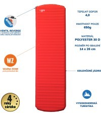 Самонадувающийся коврик Yate Guide, 38 мм, красный/серый