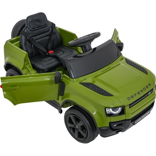 Land Rover Defender zaļš elektromobilis bērniem