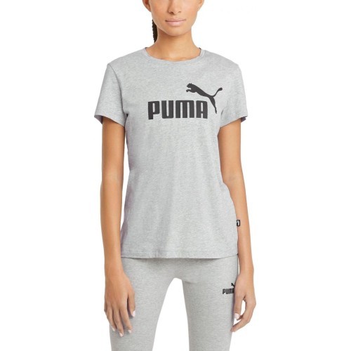 Puma Ess Logo Tee Women's Shirt Light Grey 586774 04