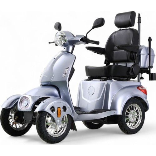 Four-Wheel Electric Scooter w/ Tow Bar inSPORTline Antun - Silver