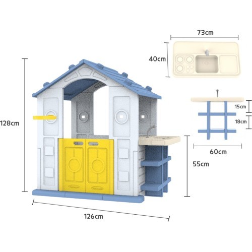 House With Basketball And Sink Blue Roof