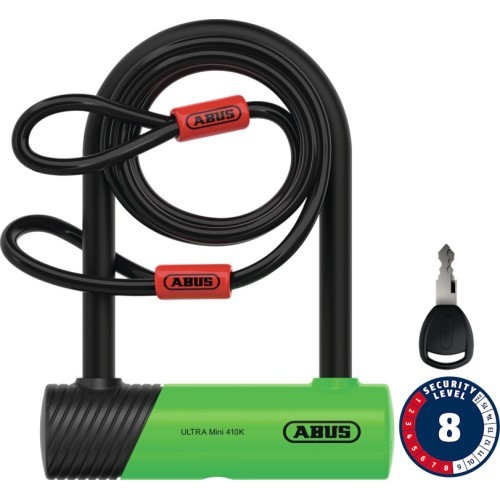 Velosipēda slēdzene Abus Ultra Mini 410K/150HB140 green SH + Cobra 10/120