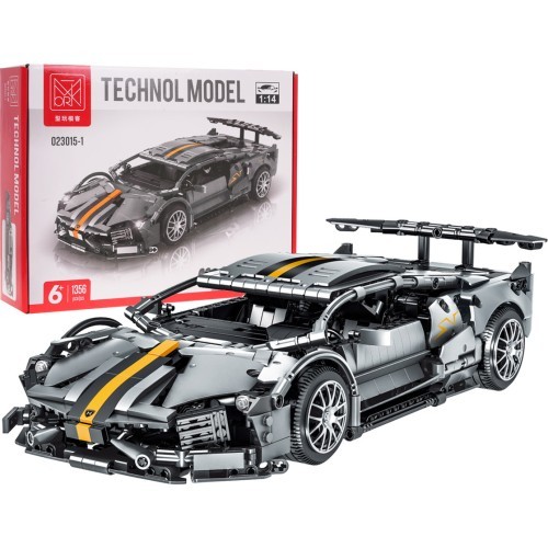 Sporta automašīnas konstruktors, pelēks, 1356 detaļas