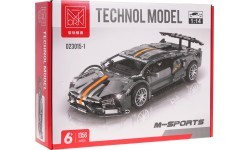 Sporta automašīnas konstruktors, pelēks, 1356 detaļas