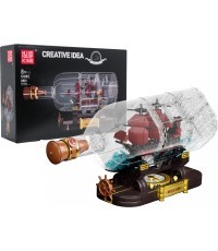 Red Pirate Ship in a Bottle Building Set 885 pcs.