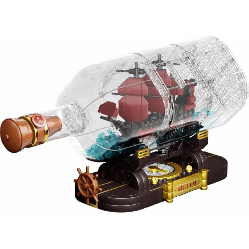 Red Pirate Ship in a Bottle Building Set 885 pcs.