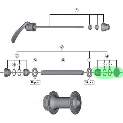 Гайка и конус Shimano HB-RM66 (правый)