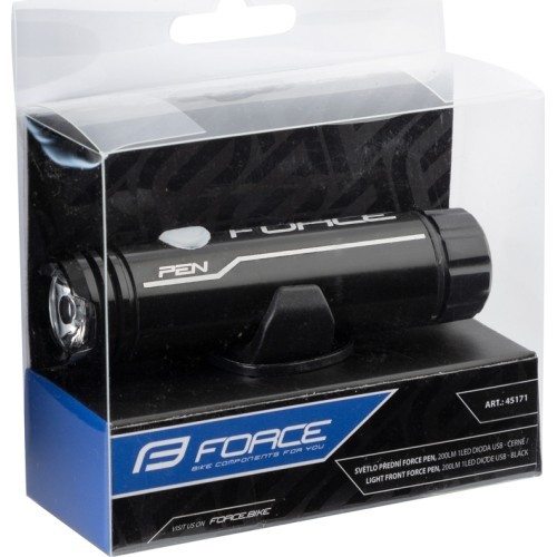 Передний фонарь FORCE Pen 200lm 1LED USB (чёрный)