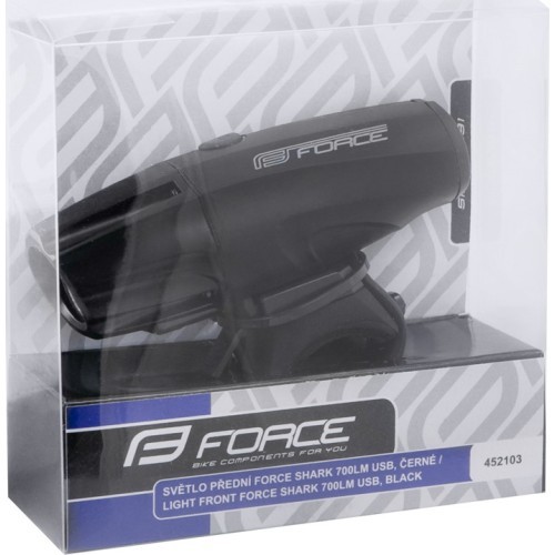 Передний фонарь FORCE Shark 700 USB (чёрный)