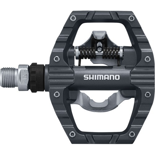 Pedāļi Shimano EH500, divpusēji, ar SH56 plāksnītēm, melni
