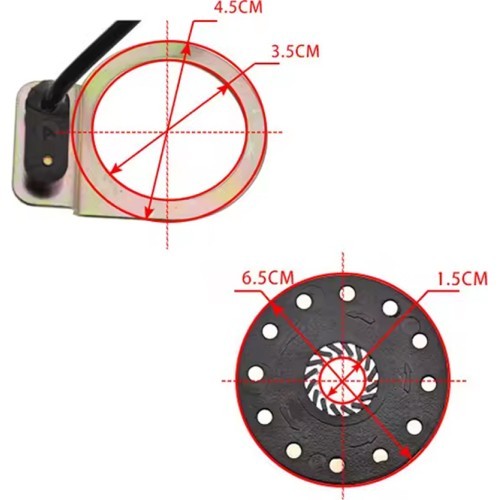 Elektriskā velosipēda ātruma sensors // apaļš, 12 magnēti, ar vadu