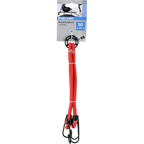 Fischer bagāžnieka gumijas ar āķiem, 50 cm, 4 āķi (sarkanas)