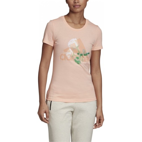Adidas W MH Flower Tee Women's Top Pink ED6161