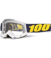 Motokrosa brilles 100% Accuri 2 - Torc balta, caurspīdīgs pleksistikls