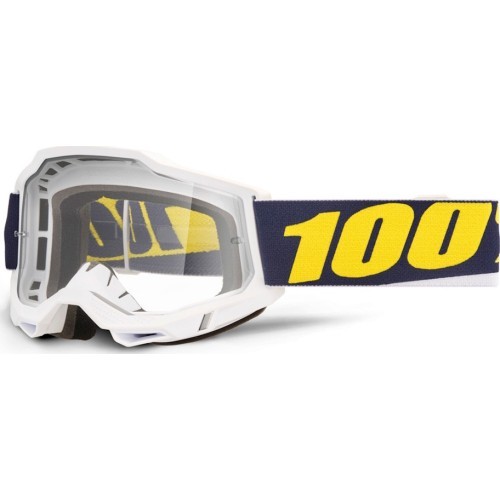 Motokrosa brilles 100% Accuri 2 - Torc balta, caurspīdīgs pleksistikls