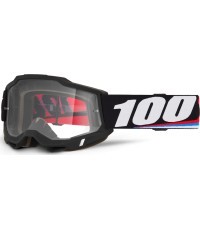 Motokrosa brilles 100% Accuri 2 - Magnus melna, caurspīdīgs plexi