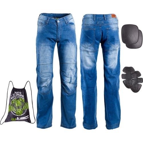 Vīriešu moto džinsi ar aizsargiem W-TEC Davosh - Zils