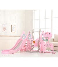 Children’s Slide with Swing, Basketball Hoop & Soccer Goal inSPORTline Multino 5-in-1 - Pink