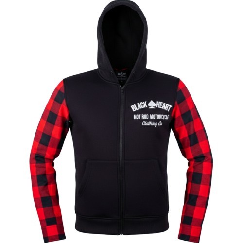 Motociklista jaka ar kapuci W-TEC Black Heart Ramforge - Melns/sarkans