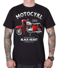 T-krekls Black Heart Motorcycle Panelka - Melna