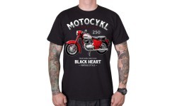 T-Shirt BLACK HEART Motorcycle Panelka - Black