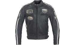 Мужская кожаная мотоциклетная куртка W-TEC Dark Grey Vintage - Тёмно-серый