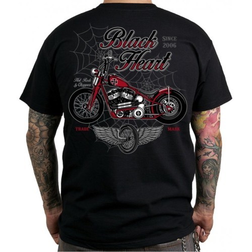 T-Shirt BLACK HEART Red Baron Chopper - Black