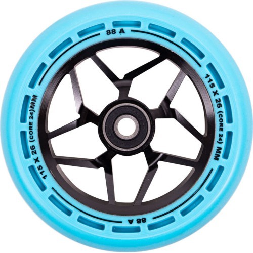 Skrejriteņa riteņi LMT L, 115 mm, ar ABEC-9 gultņiem - Melns / zils
