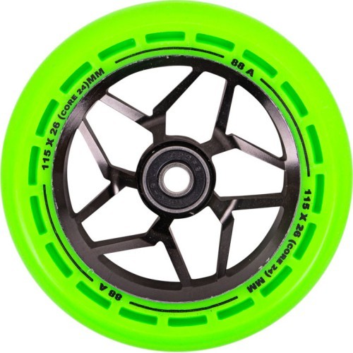 Scooter Wheels LMT L, 115mm, w/ ABEC, 9 Bearings - Black / Green