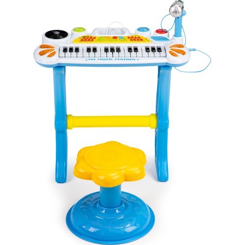 Keyboard piano with microphone EcoToys, blue