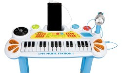 Bērnu klavieres ar mikrofonu EcoToys, zilas