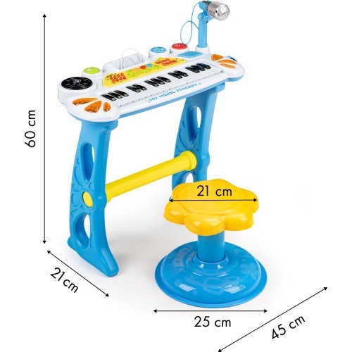 Bērnu klavieres ar mikrofonu EcoToys, zilas