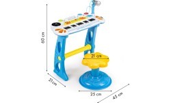 Keyboard piano with microphone EcoToys, blue
