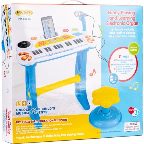 Keyboard piano with microphone EcoToys, blue