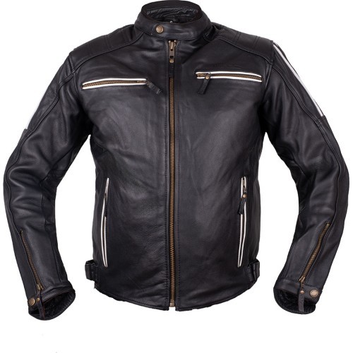 Ādas motocikla jaka W-TEC Helsin - Melns/balts