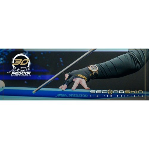 Billiard Glove, Predator Second Skin, 3-Finger, 30th anniversary, black, L&XL