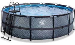 EXIT Stone pool ø427x122cm with filter pump and ladder - grey