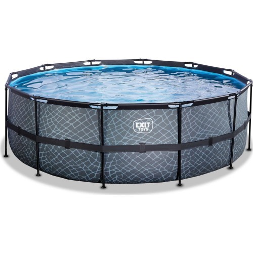 EXIT Stone pool ø427x122cm with filter pump and ladder - grey