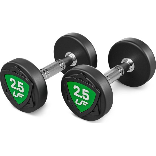 Fiksēta svara poliuretāna hanteļu komplekts 2,5–25 kg (solis 2,5 kg) 275 kg – UpForm