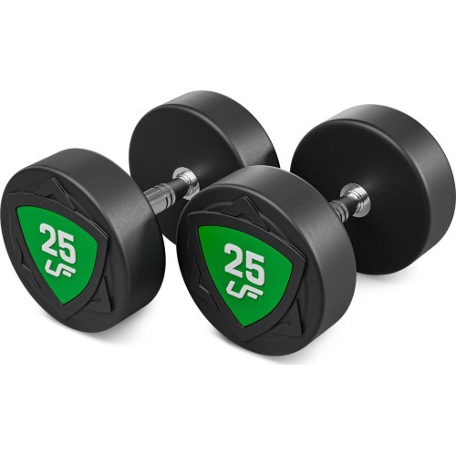 Fiksēta svara poliuretāna hanteļu komplekts 2,5–25 kg (solis 2,5 kg) 275 kg – UpForm