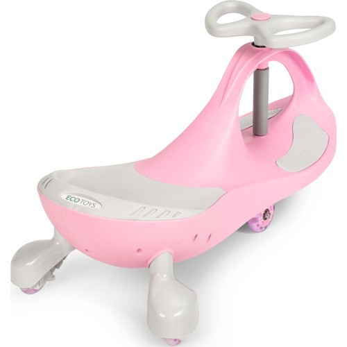 Bērnu braucamā mašīna ar LED riteņiem, rozā, ECOTOYS
