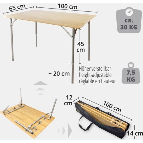Salokāms galds BasicNature "Bamboo"