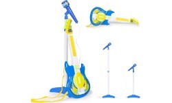Electric guitar set microphone tripod for kids mp3 - blue