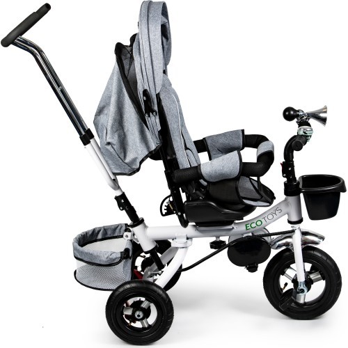 Grozāms trīsritenis 360° Grey Delux ar jumtiņu ECOTOYS