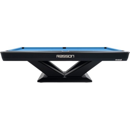 Billiard Table, Pool, Rasson Victory III, Black, CLUB pocket size, 9 ft., Simonis 760 blue green