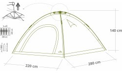 Ātri saliekama telts BUDVA 3-4 personām 280x220x140 cm PU3000mm