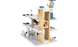Large wooden garage parking with elevator + cars helicopter car wash ECOTOYS